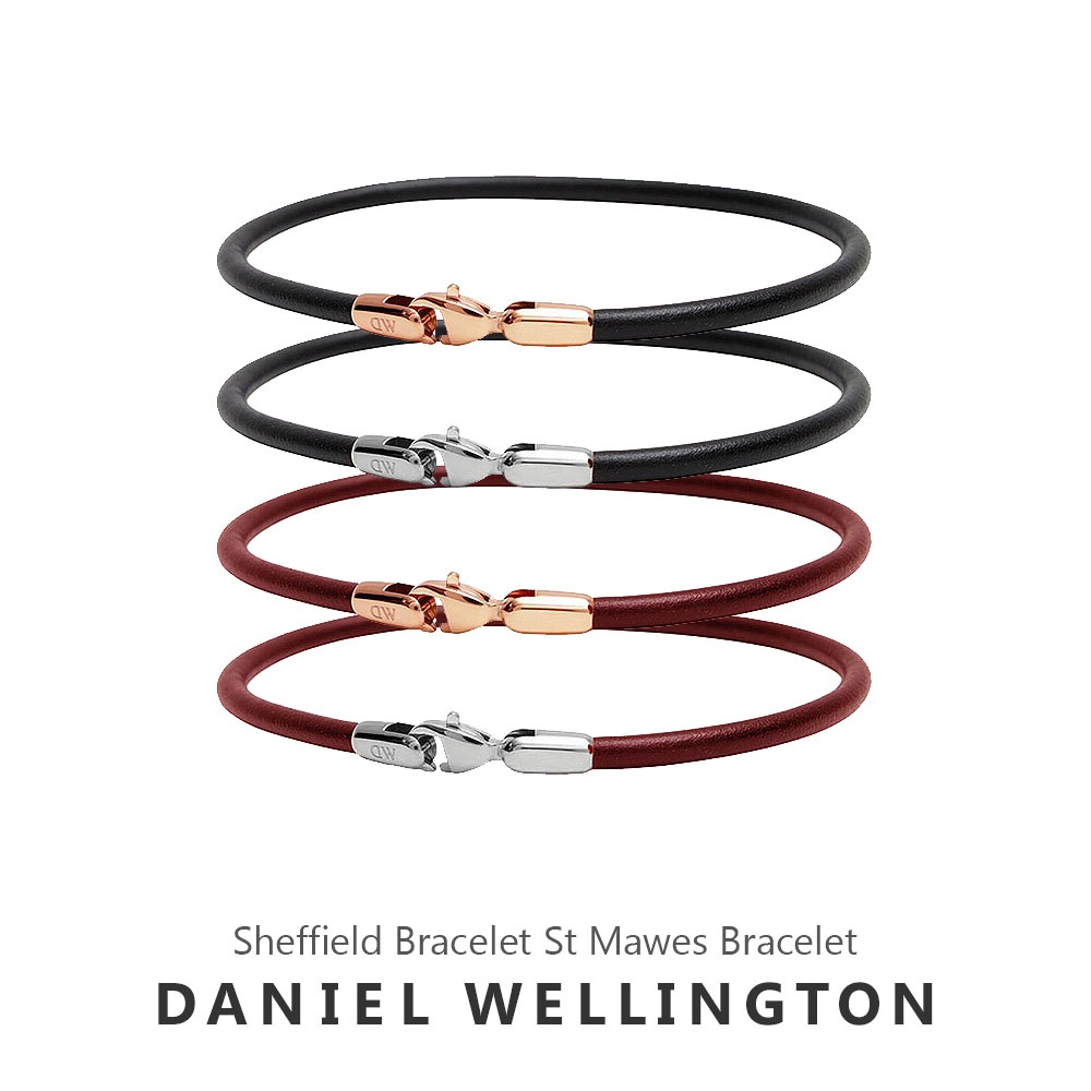 ダニエルウェリントン DANIEL WELLINGTON ブレスレット Leather bracelet 2.8 Sheffield St Mawes ブラックレザー ブラウンレザー