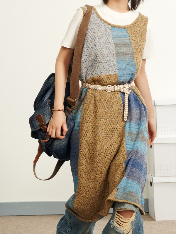 【ブロガー同スタイル】 タコホーム レトロ 中空デザイン レイヤード プチワンピース