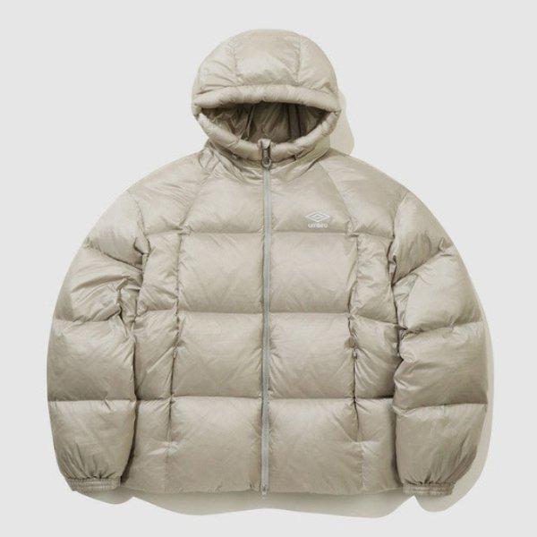 パディング VQA UQ423CDJN2-FGR フェザーフレックス ブランケット フード付き マスコビー ダック ダウン ジャケット FOG GREY BEIG
