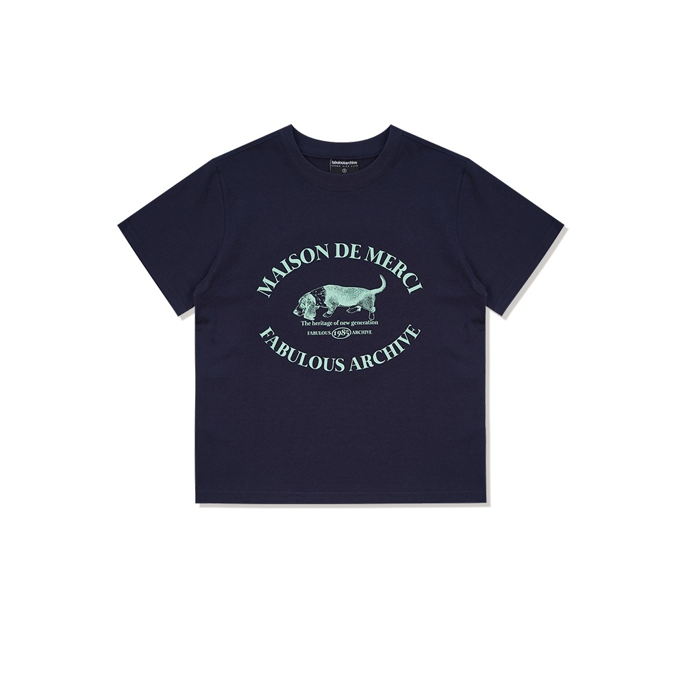 ファビュラスアーカイブ女性用パピーロゴシングルジャージーショートスリーブ T シャツネイビー (FCD2TS520W)