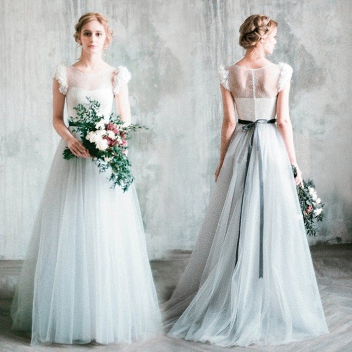 カラードレス Aラインドレス ウェティグドレス ロングドレス 結婚式 パーティードレス 安い 大きいサイズ 二次会 海外挙式 花嫁 ドレス 袖あり トレーン