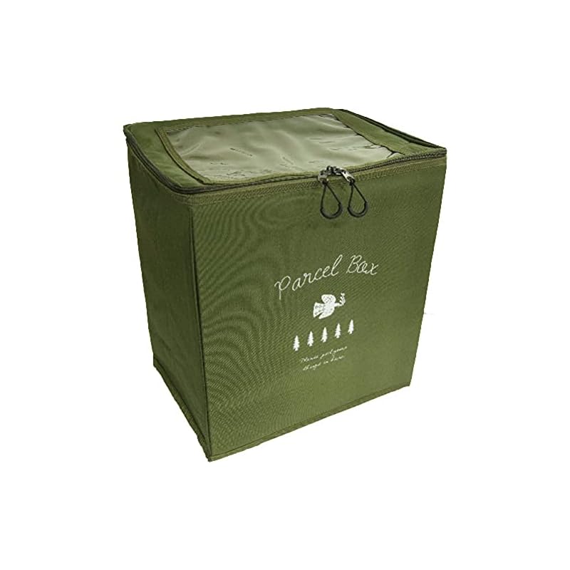 オカトー 宅配ボックス 折りたためる 置き配 非対面 南京錠 ダイヤル錠 防犯ワイヤー付 グリーン サイズ:縦30横40高さ45cm