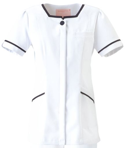 [フォーク] チュニック レディス 白衣 メディカル ナース エステ スクラブ 2016EW レディース ホワイト×ネイビー 日本 L (日本サイズL相当)