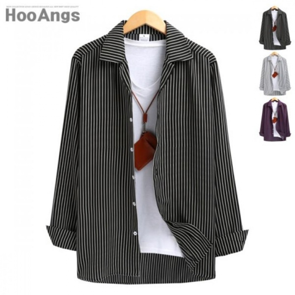 (ジュアンス) ロングスリーブ MS002 ストライプパジャマシャツ SMST6047