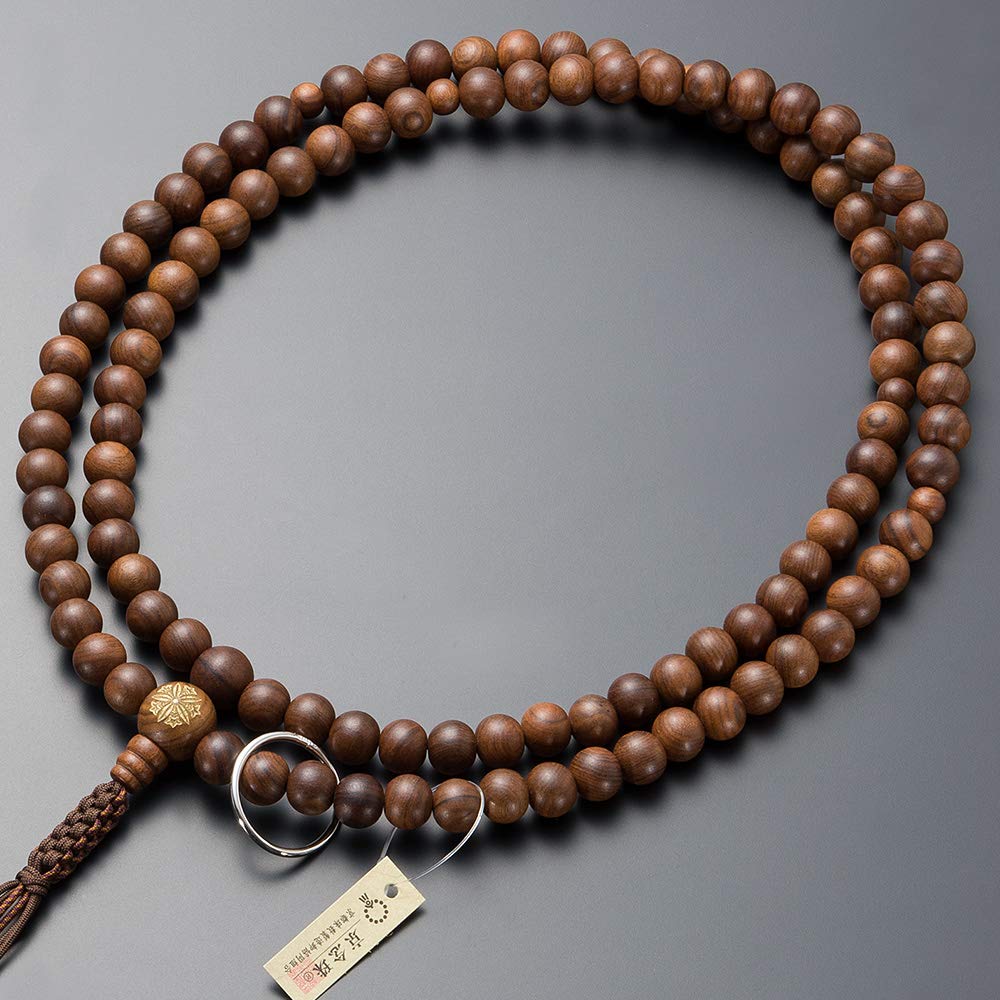 仏壇屋 滝田商店 数珠 曹洞宗 寺院用 本式数珠 男性用 栴檀（艶消） 両山紋入り 尺6 正絹紐房 京念珠 僧侶用 証明書付