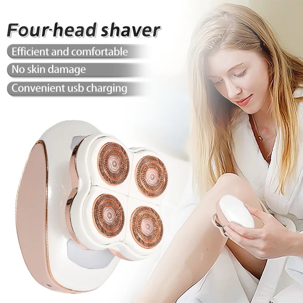 新型4頭剃毛器レディース電動充電式脱毛器大腿毛抜き器4頭剃毛カッターヘッドホワイト30%までに制限