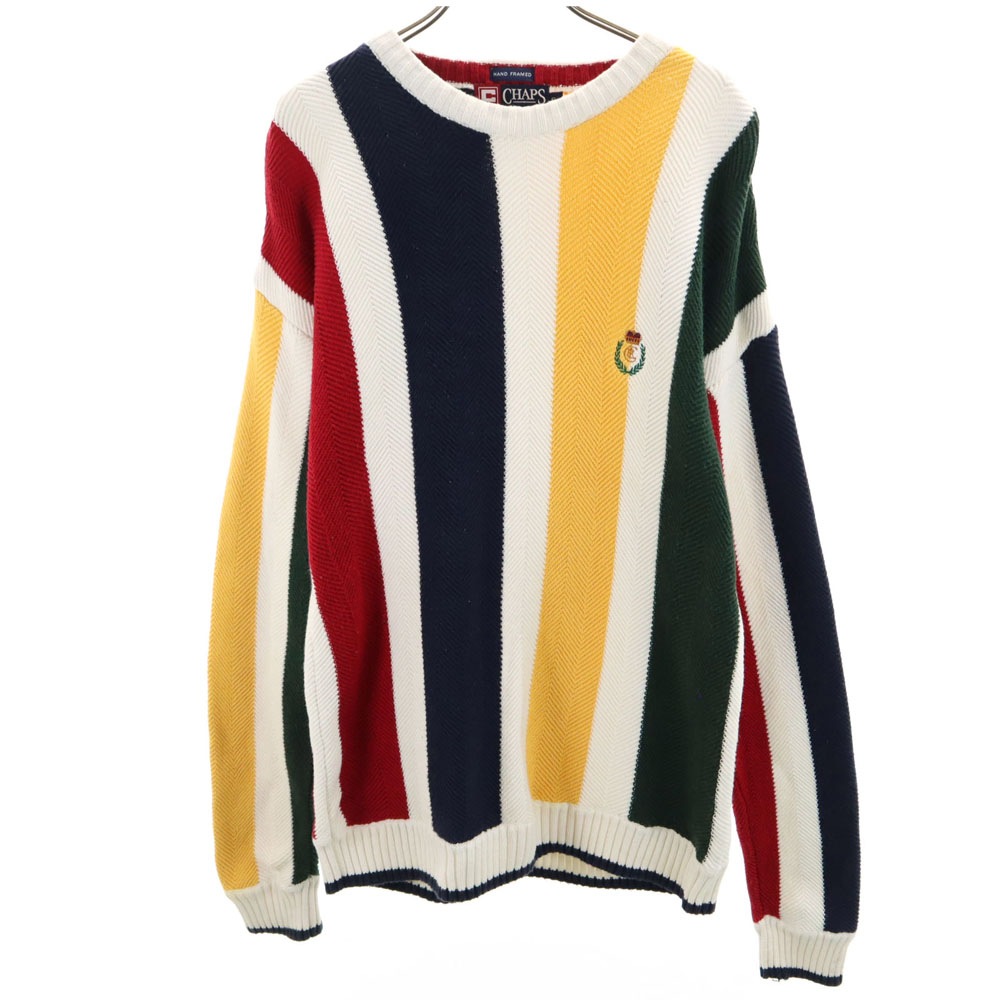 チャップスラルフローレン オールド ストライプ柄 長袖 セーター S ホワイト 他 CHAPS RALPH LAUREN ニット メンズ 5,114円