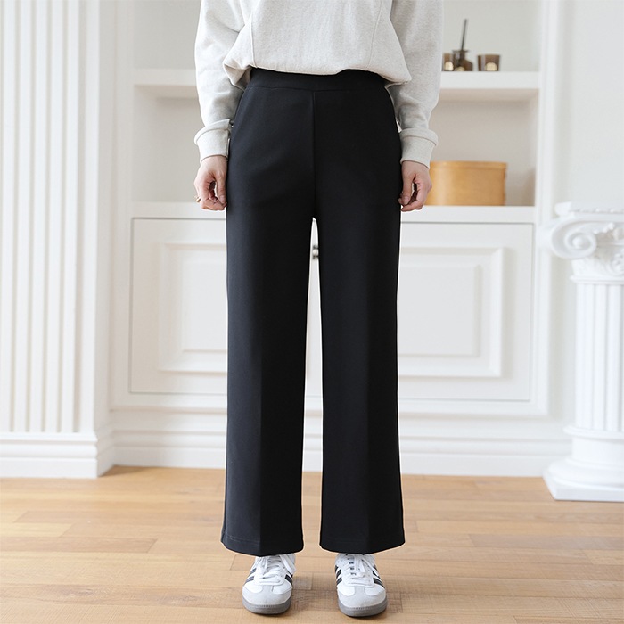 [韓国ファッション] 内側バンディング スパン ルーズフィット ストレート スラックス