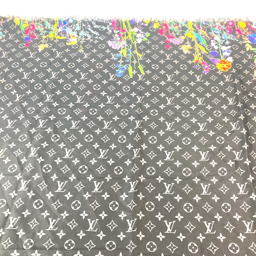 ストール MO2599 エトール・モノグラム エクリプス フォリアージュ モノグラムエクリプス マフラー ショール ストール フリンジ コットン ブラック