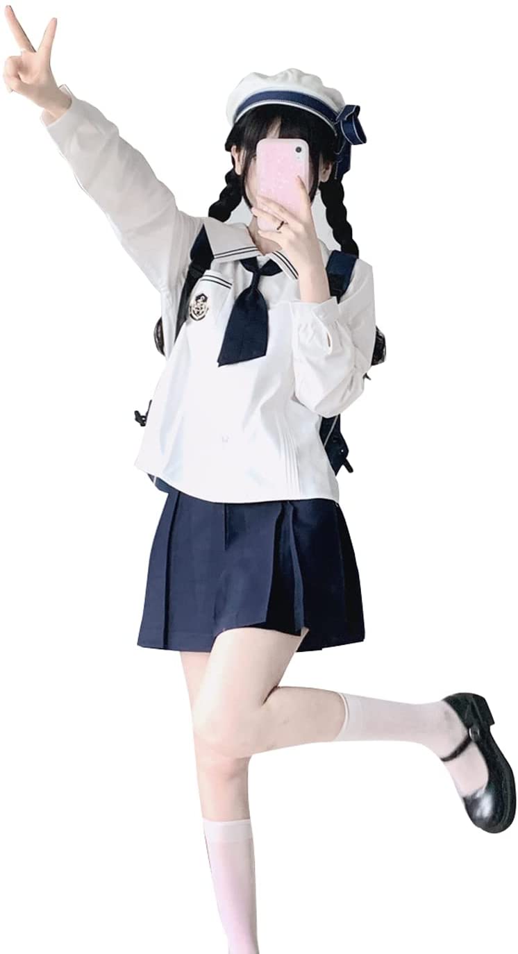 セーラー服コスプレ長袖大きいサイズ本格制服オリジナル水野学園風海軍風マリーン風刺繍付き韓国式 可愛い