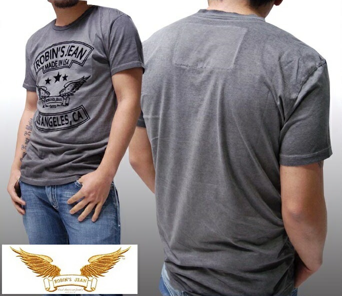ロビンズジーン メンズ Tシャツ ROBIN S JEAN ウィング ロゴ LA グレー 半袖 シャツ safari サファリ LEON レオン オーシャンズ 掲載 ジーンズ ブランド ロビンズジーン