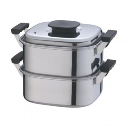 神子島製作所 桃印 18-0角型蒸器 22cm 2段 AMS69222