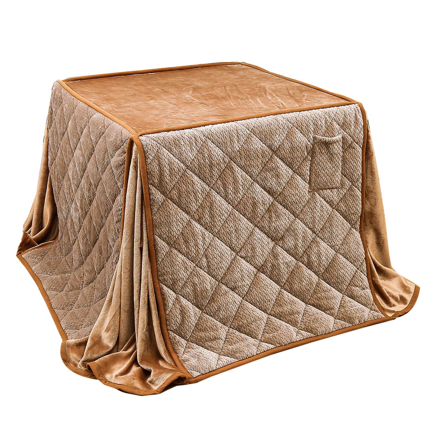 JEMAジェマ ハイタイプ テーブル ダイニング 省スペース こたつ布団 こたつ掛け布団 掛け布団単品 吸湿発熱 ふわふわ感触フランネル生地 約240x240ｃｍ 正方形 洗える ベージュ ケーブル模