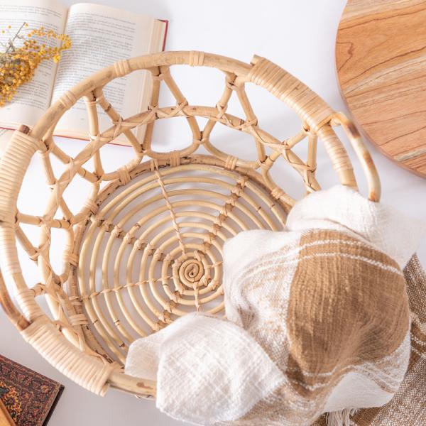 サイドテーブル リビングテーブル ローテーブル センターテーブル ソファサイド バスケット 収納 木製 天板 円形 丸型 サークル ラウンド アジアン カフェ風