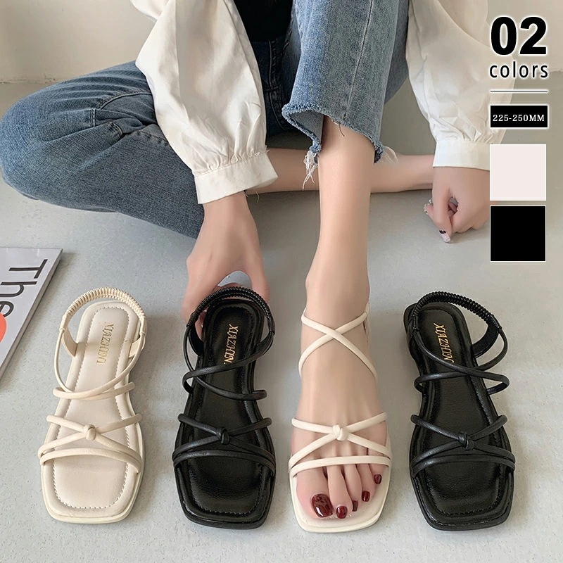 [迅速な配達][限時割!引!]ストラップサンダル ナローストラップ サンダル レディース ローヒールサンダル スクエアトゥ 細ストラップ ナローストラップサンダル ローヒール 歩きやすい 疲れない ク