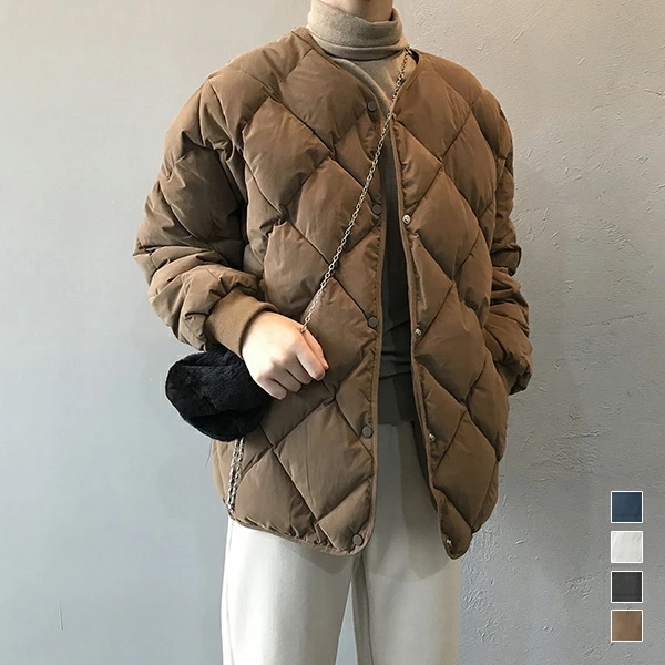 中綿ジャケット レディース キルティング ダイヤキルティング リブ袖 ショート丈 スナップ式 ラウンドネック 冬服 暖かい 防寒コート 大人 コート カジュアル  キルティングジャケット 中綿