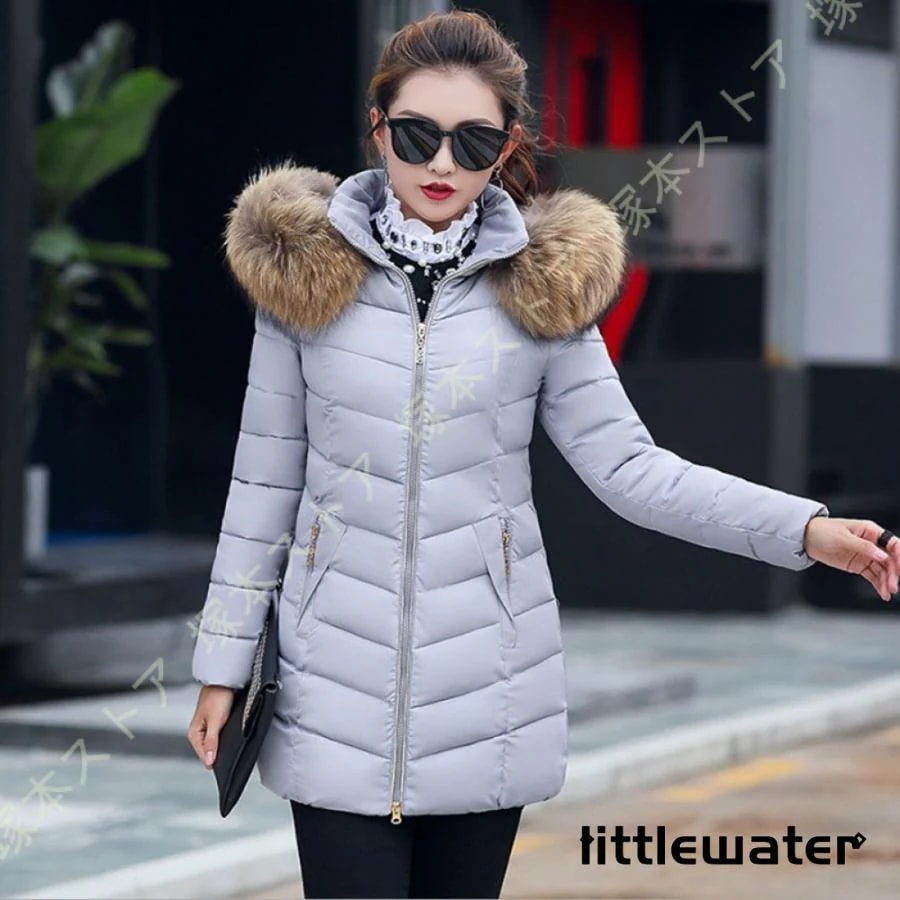 レディース ミディアム丈 ショート 中綿 ジャケット ダウンコート アウター 綿入れ ジャケット コート ファー 膝上 秋冬 防寒 防風 軽量 上品 厚手 着痩せ