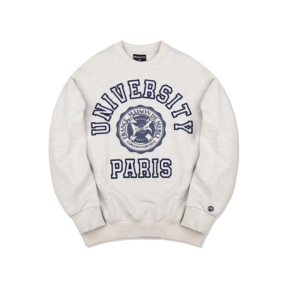 ファビュラスアーカイブユニセックスレギュラーフィットユニバーシティエンボススウェットシャツオートミール (FCC1TS402M)