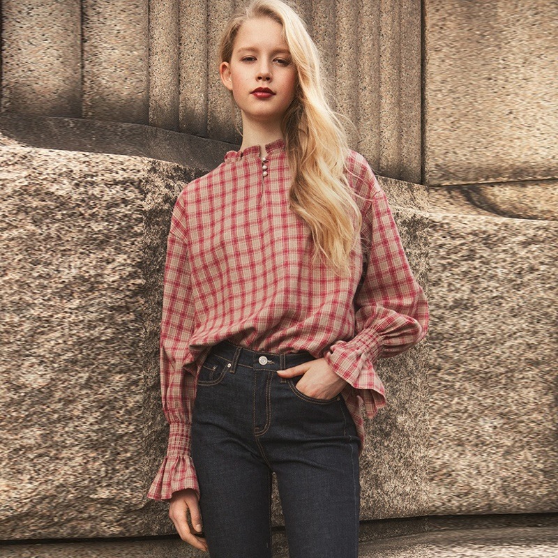 チェックフリルシャツ 0091t