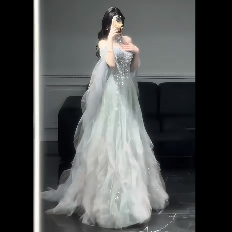 パーティードレス ナイトドレス レディース 豪華 高級感 オフショルダー 上品 ロング丈 綺麗 韓国風 フォーマル ウェディングドレス ワンピース 二次会 高校生 卒業式 結婚式 成人式 演奏会