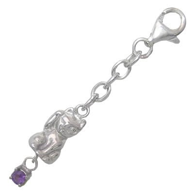 幸せを招く猫モチーフ ( 2月誕生石 ) シルバー アメジストチャームトップホルダー楽ギフ_包装
