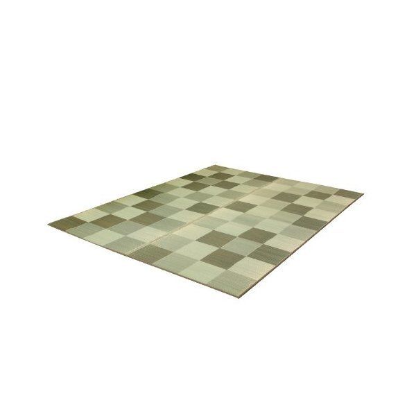 1050980123904 純国産 い草ラグカーペット 「Fブロック2」 約191×250cm グリーン メーカー直送