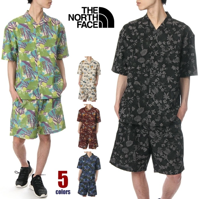 上下セット ノースフェイス 半袖 アロハシャツ アロハ ハーフパンツ メンズ レディース THE NORTH FACE ザ・ノース・フェイス ショートパンツ セットアップ 大きいサイズ アウトドア 部
