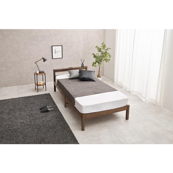 ベッド シングル ボンネルコイルマットレス付き 棚 コンセント すのこ 通気性 スノコ床 ベット 組立簡単 工具不要