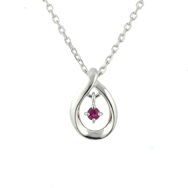 リボン済＆紙袋 正規品 ネックレス レディース 7月 誕生石 誕生日 しずくモチーフ ネックレス ペンダント エターナルシルバー プレゼント ジュエリー アクセサリー ルビー 祝いネックレス