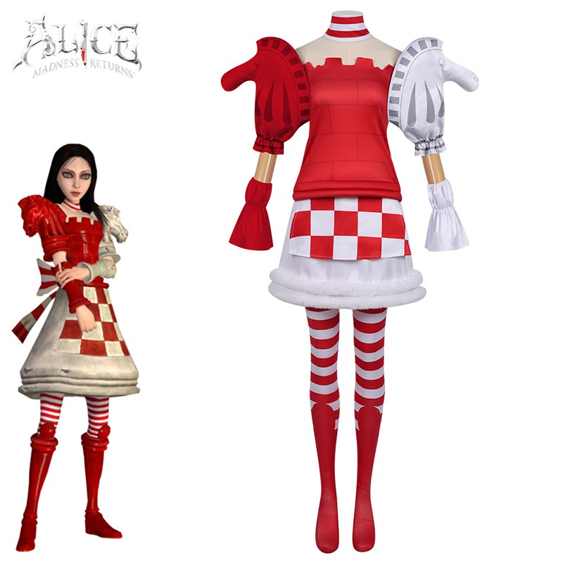 アリスクレイジーに戻るcos衣類アリスレッドチェス服フルコスプレ衣類女性