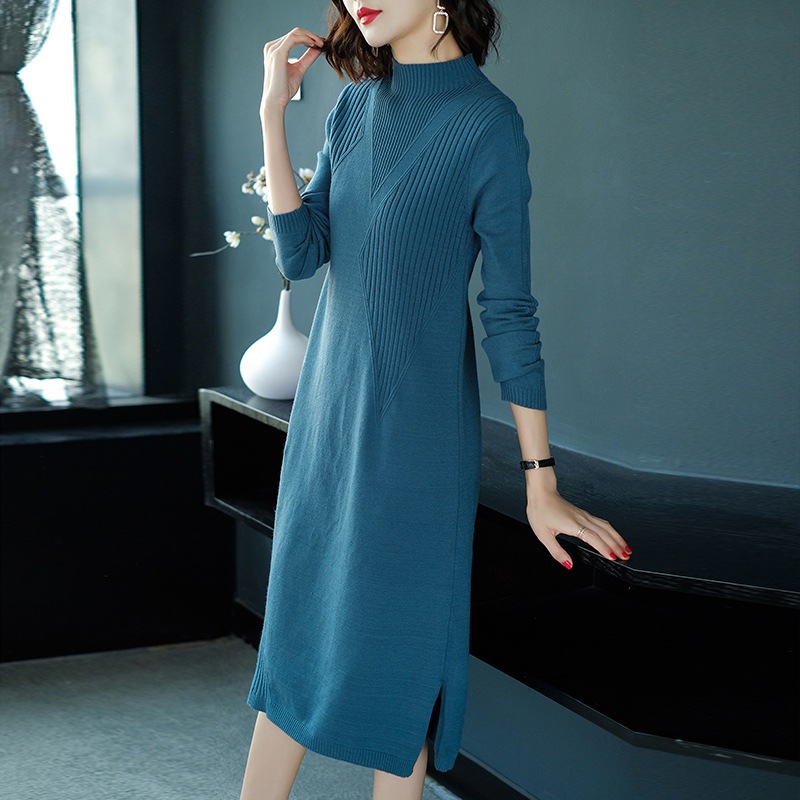 ロングセータースカート コート付き 膝上丈 秋冬新作 婦人服 ボトムス ニットワンピース レディース