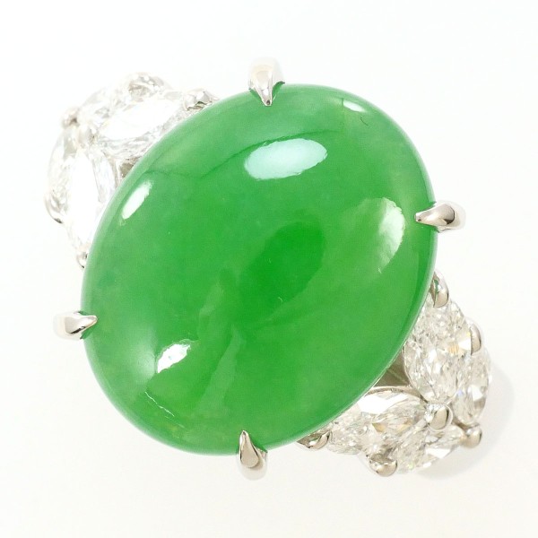 PT900 プラチナ リング 12.5号 ヒスイ 7.15 ダイヤ 0.91 【中古】