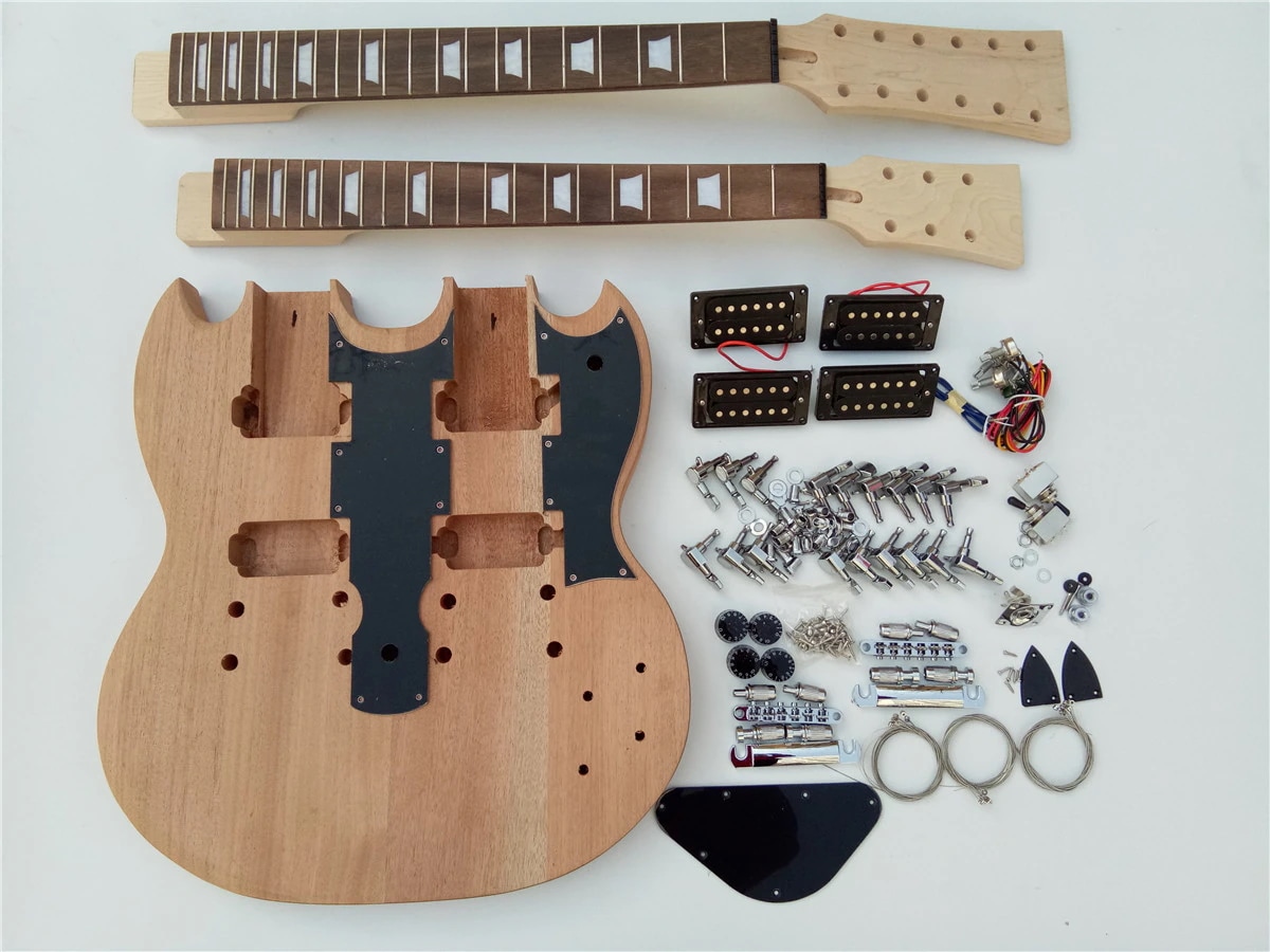 ダブルネックの新しいカスタマイズされたエレキギター すべてのハードウェアでペイントなし BJ-419