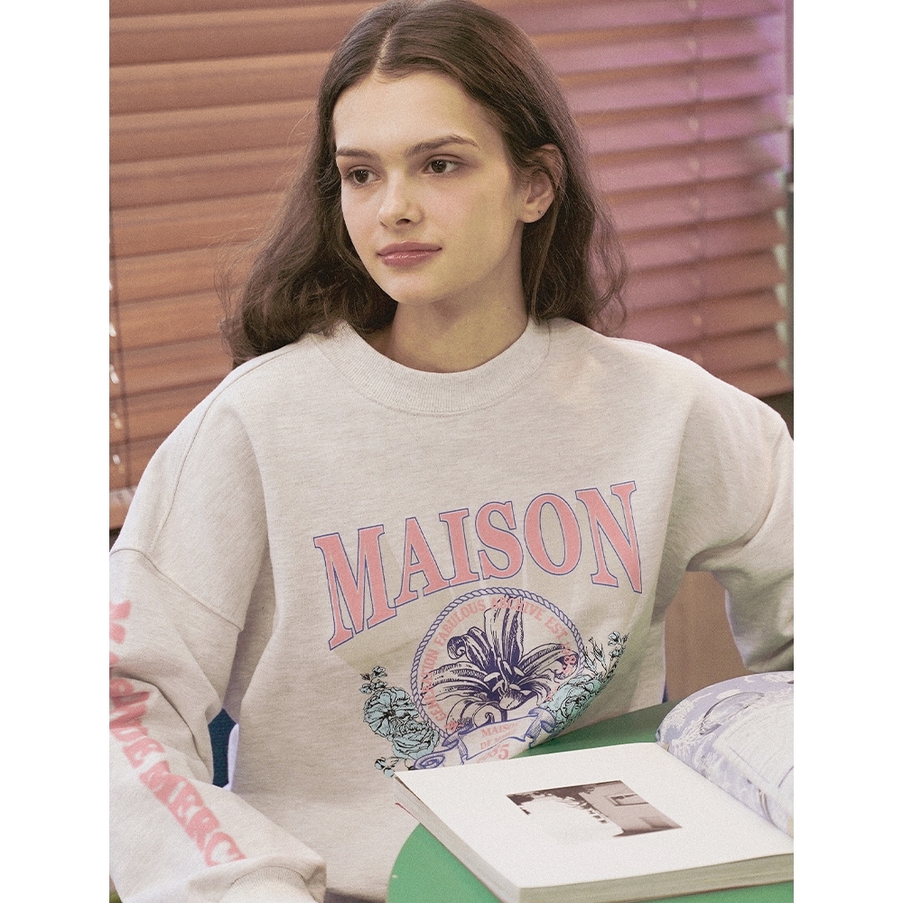 女性用クロップフレアトロピカルユニバーシティヘビースウェットシャツアッシュグレー (FCD3TS713W) 7,714円