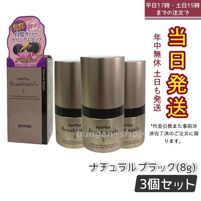 【3個セット】 ヘアプラス ビューファンデパウダー ナチュラルブラック 8g