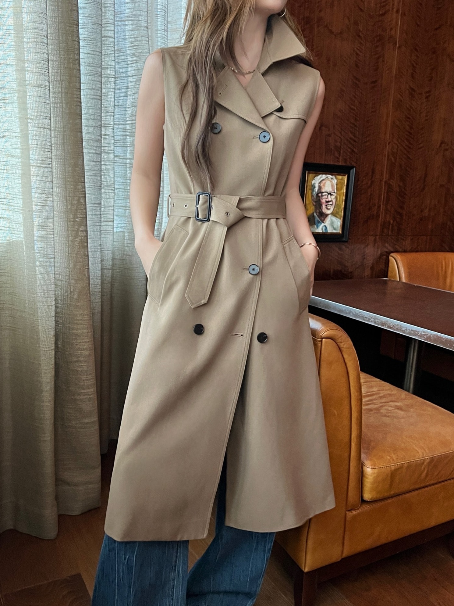 (2color)トレンチシークベストロングコート 12,540円