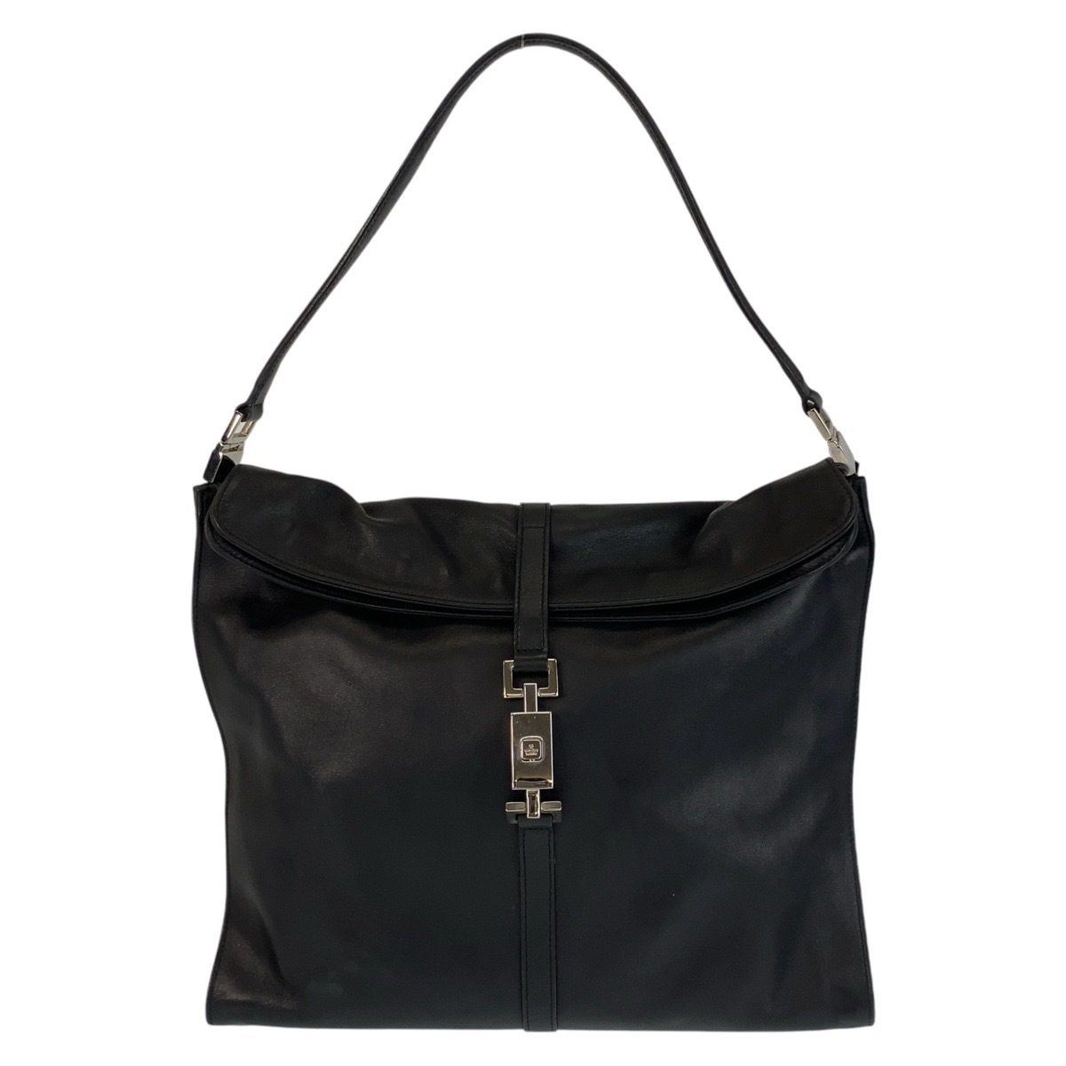 美品 ジャッキー ブラック 黒 シルバー金具 レザー 001 3355 ショルダーバッグ レディース 410576