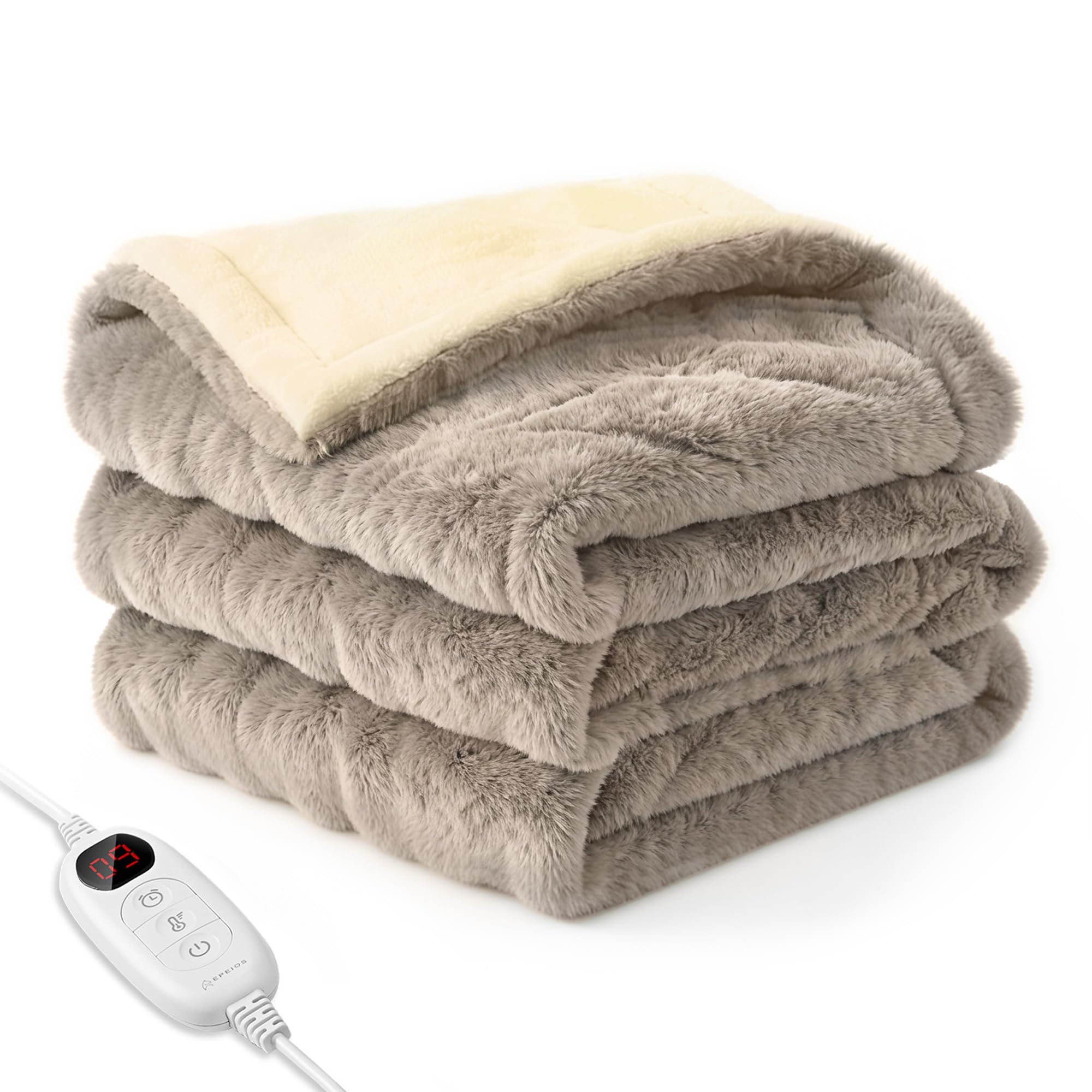 エペイオス(Epeios) 電気毛布 敷き 掛け 188x130cm 大判 節電 9段階温度調節 12時間タイマー付き 洗える電気毛布 掛け敷き兼用 電気ブランケット 省エネ ぬいぐるみ生地 ふわふわ