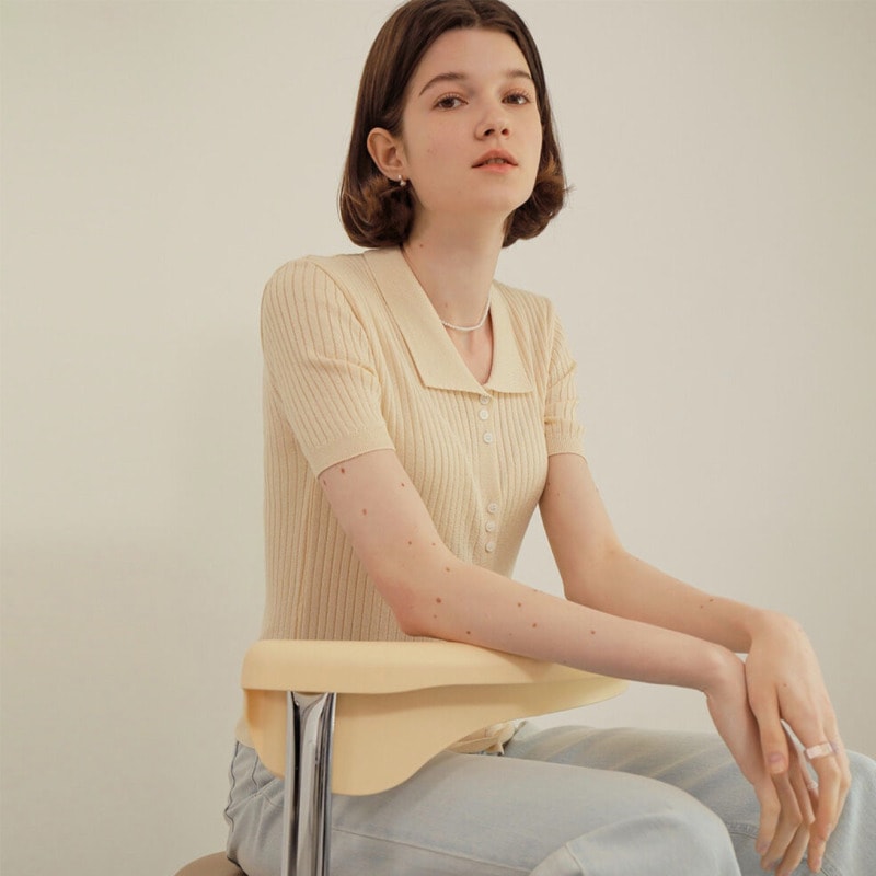 [韓国ブランド] AMONG / A RIBBED COLLAR CARDIGAN [3colors]