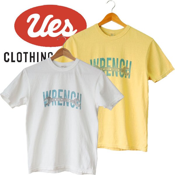 UES ウエス 半袖 オーガニックコットン WRENCH Tシャツ シンプル 綿100％ 春夏 ホワイト イエロー