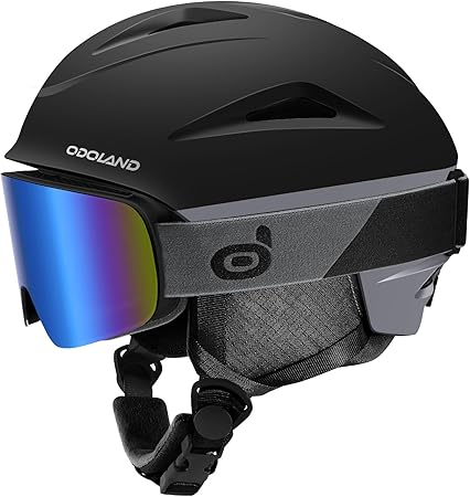 スキーヘルメット＋スノーゴーグルセット ダイヤル式サイズ調整 スノーボードヘルメット メガネ対応 平面レンズ 防風 曇り止め 耐衝撃 UVカット 大人用 男女兼用(S)