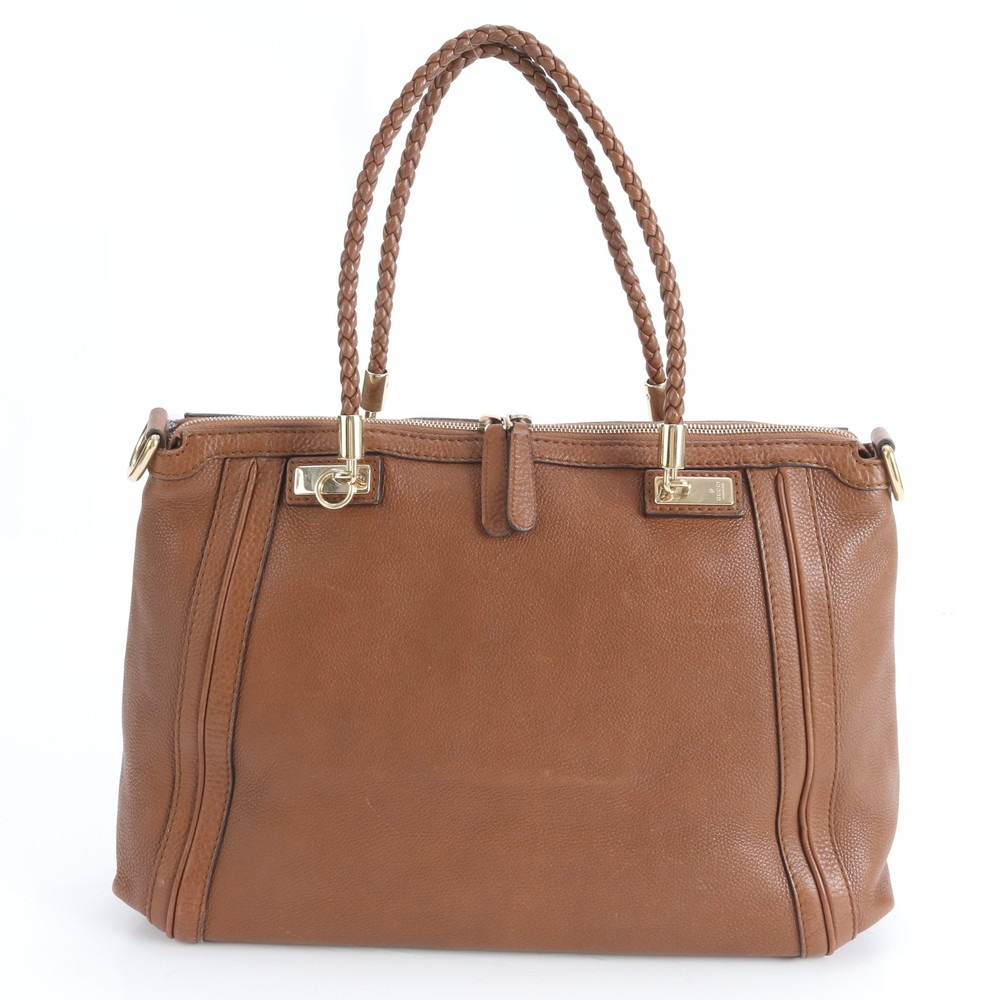 美品 ベラ バンブー 269946 レザー トート バッグ 肩掛け ショルダー ハンド 本革 ブラウン 茶色 ブランド A4 レディース MUM DN20-3 中古