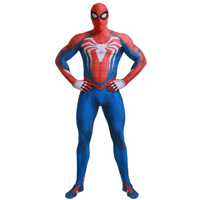 【秦】【2点購入で150OFF】【新品開催 】スパイダーマン PS4 コスプレ キッズ 子供 大人 赤ー青色　全身タイツ ハロウイン　コスプレ衣装 ステージ衣装 ライクラ 柔らかい 弾力と伸縮性あり