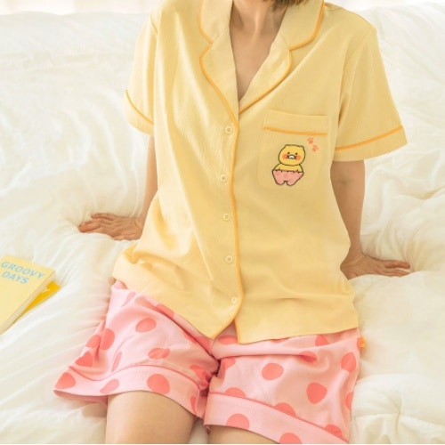 KAKAOFRIENDS 公式正規品 チュンシク 半袖 パジャマセット Qoo10] カカオフレンズ チュンシク半袖 パジャマセット : 下着