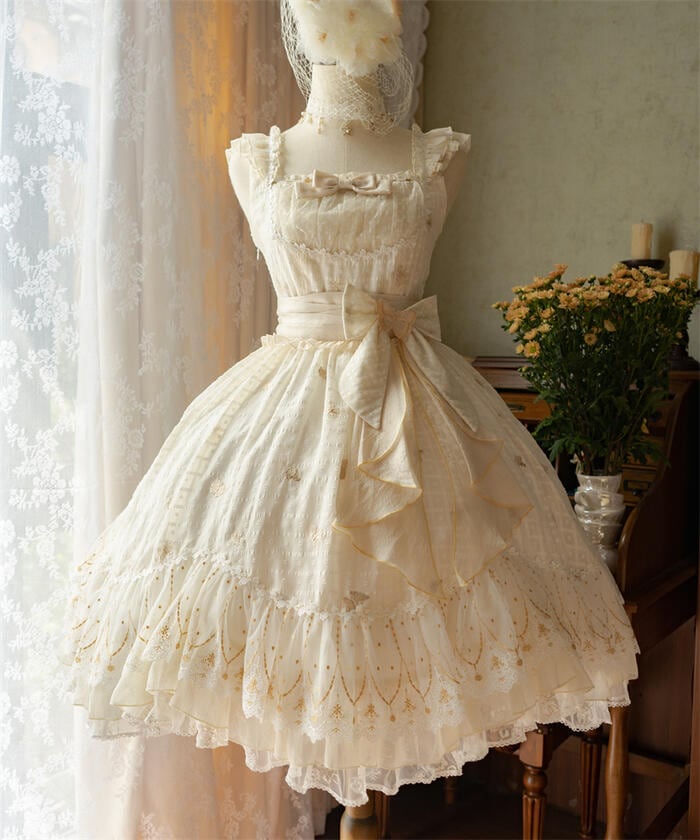 2026新入荷！【早割り】 秋新作 ロリータファッション ロリィタ クラロリ ワンピース ウェディング ドレス リボン 蝶 刺繍 ジャンパースカート ゴスロリ 春 夏 レディース エレガント