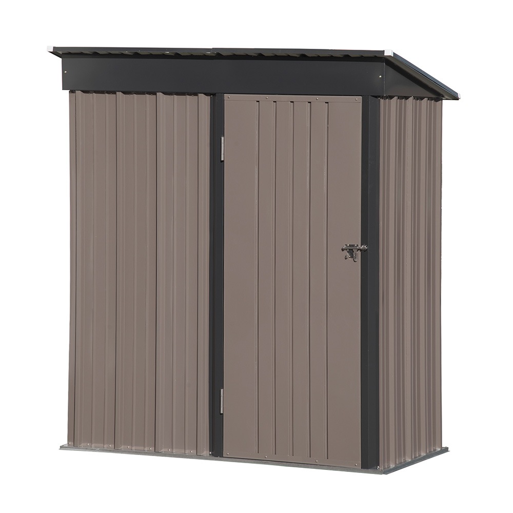 【ブラウン 棚あり】物置 屋外 大型 倉庫 大型物置 戸外収納庫 物置 防水/耐侯/鍵付き 収納可能 ガーデン/庭/田畑/農場 頑丈 大容量 スチール 床がない video
