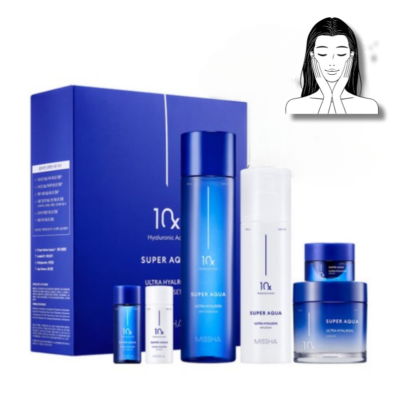 韓国コスメ正規品 NEW スーパーアクア ウルトラ ヒアロン 本品 スキン エッセンス 200ml+エマルジョン 130ml+クリーム 70ml 企画セット/見本品贈呈/水分保湿基礎スキンケア