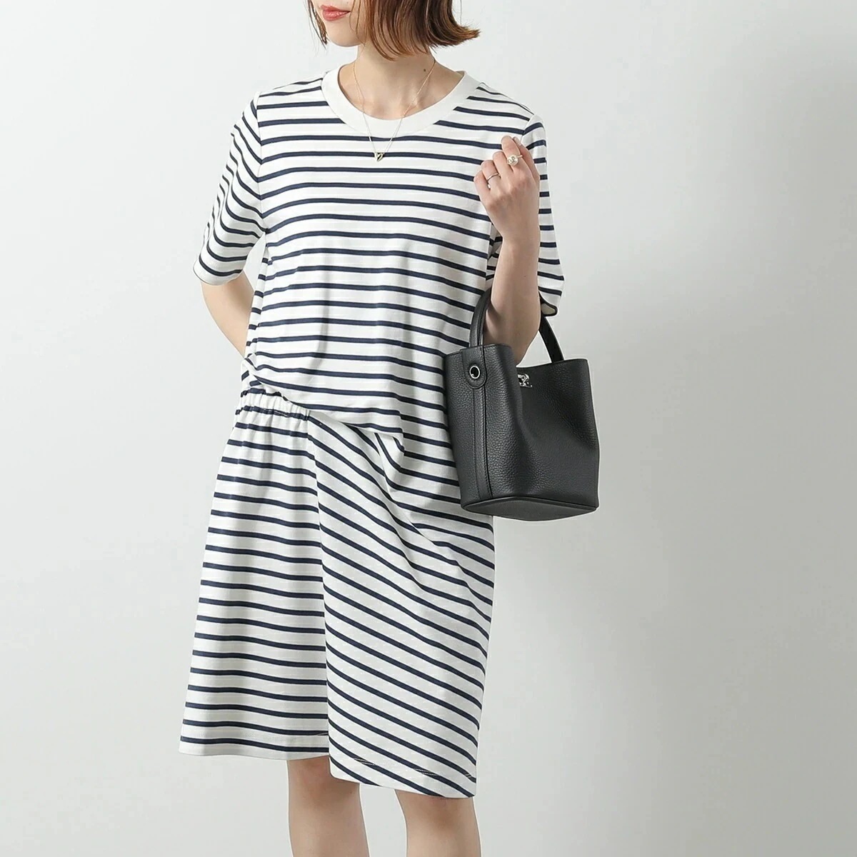 WEEKEND MAX MARA ウィークエンド マックスマーラ ワンピース PIREO ピレオ レディース ボーダー 半袖 チュニック コットン ジャージー ドレス 004 13,953円