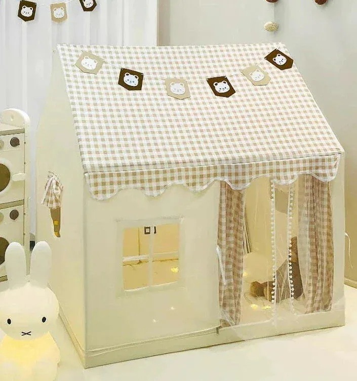 26 売れ中 お姫様 プレイハウス 女の子 子供テント 室内 テントハウス おままごと ゲームハウス キッズテント 可愛い ベビーテント テント+フロアマット赤ちゃん PVC チェック柄 出産