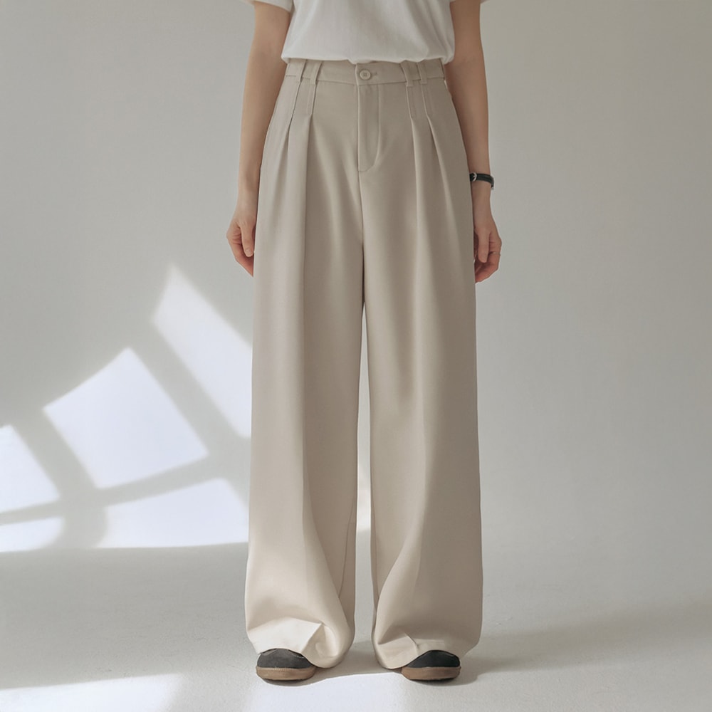 セドニーピンタックスパンワイドスラックス